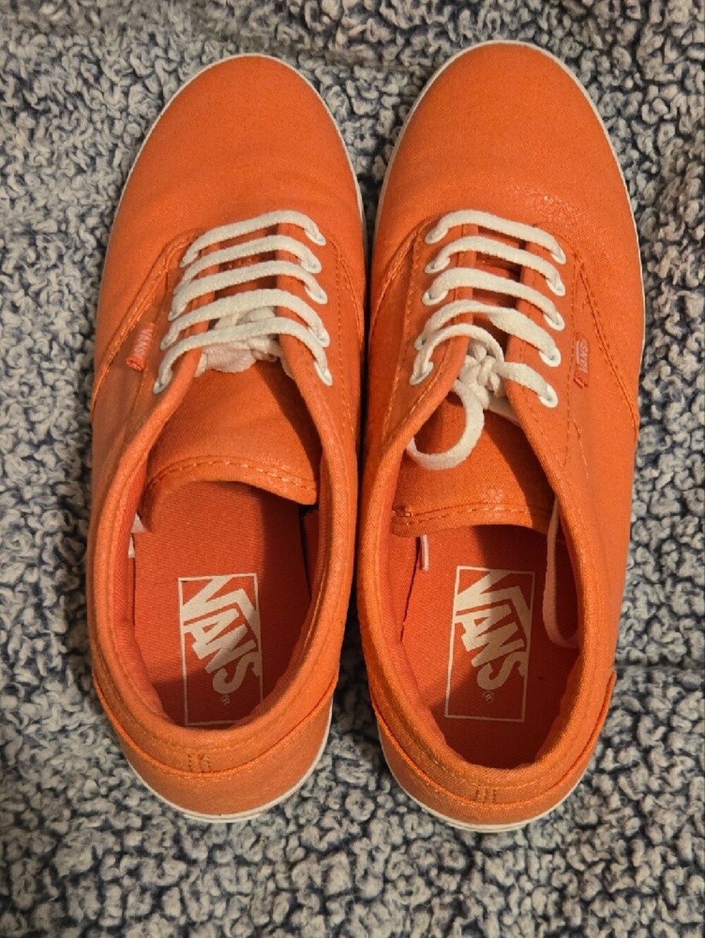 Vans Orange Low-Top Canvas Sneakers with White Laces - Picture 2 of 8